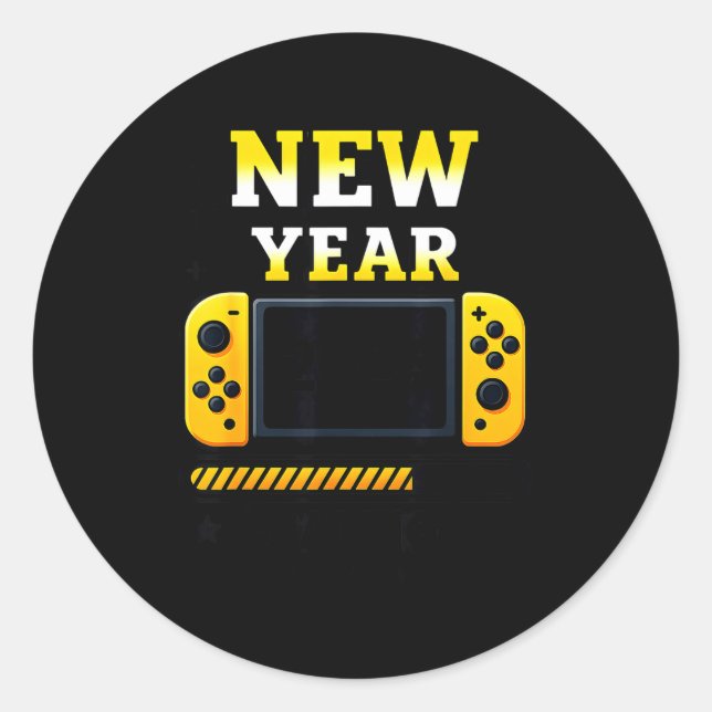 New Year 2026 Loading Gaming Controller New Years  Runder Aufkleber (Vorderseite)