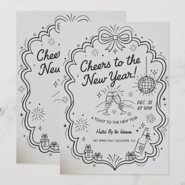New Year 2026 Party Invitation Printable (Devant / Derrière)