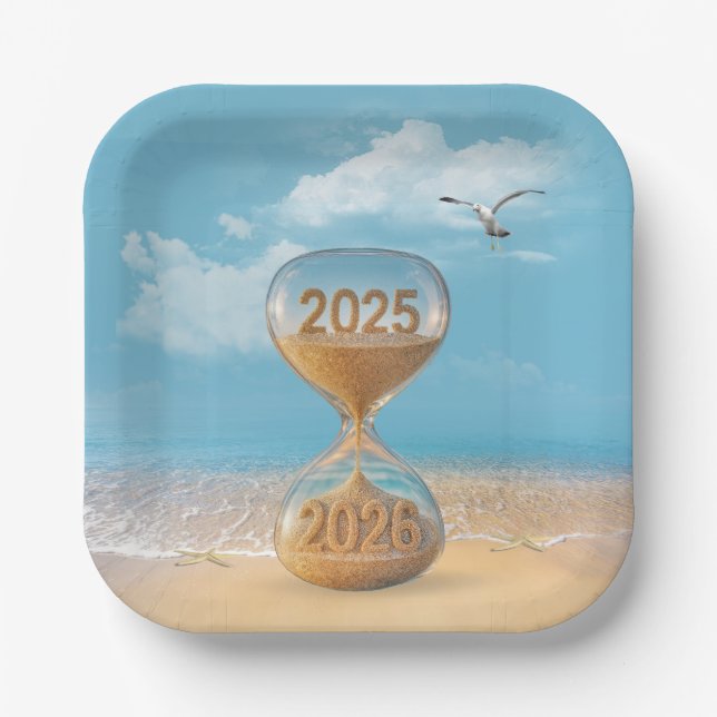 New Year 2026 Sand Timer With Starfish Pappteller (Vorderseite)