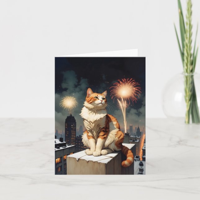 New Year cat Feiertagskarte (Vorderseite)