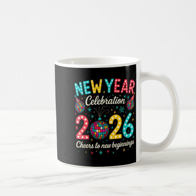 New Year Celebration 2026 Disco Ball Matching Wint Kaffeetasse (Rechts)
