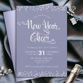 New Year Cheer Script Confetti Lila Gray Party Einladung
