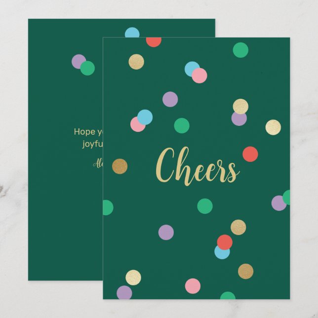 New Year Confetti Evergreen Greeting Card Einladung (Vorne/Hinten)