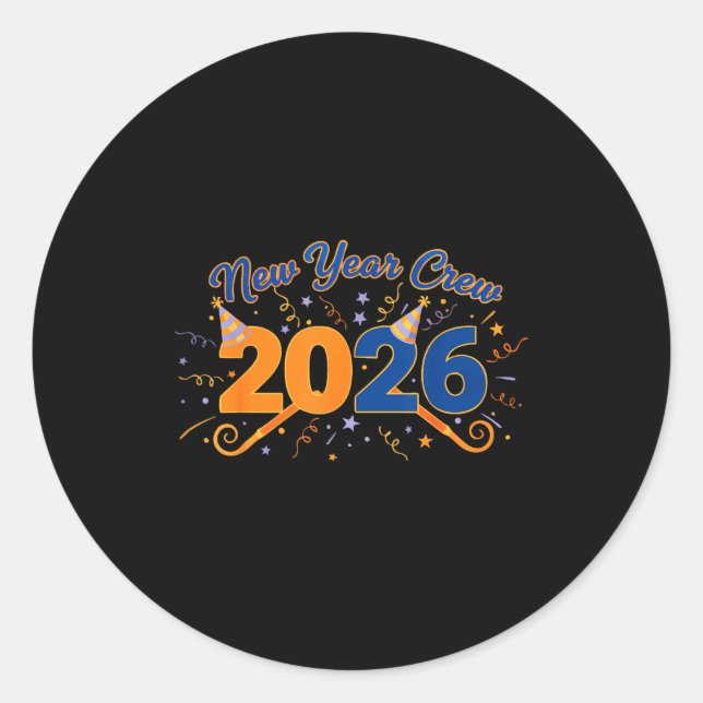 New Year Crew 2026 Fireworks Celebration  Runder Aufkleber (Vorderseite)