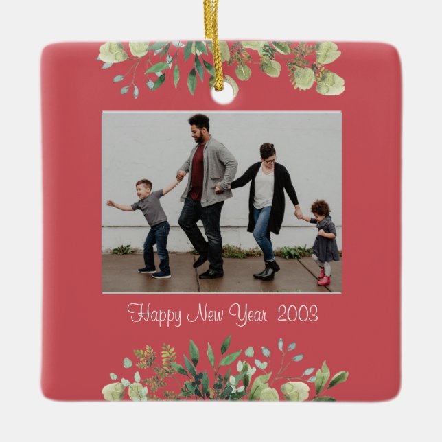 New Year Keramik Square Ornament (Vorderseite)