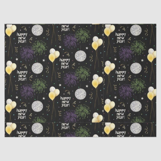 New Year Party Balloons Wrapping Paper Seidenpapier (Vorderseite)