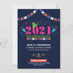 New Year Party Invitation Flyer Einladung