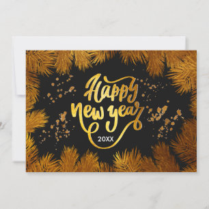 New Year Pine Gold Elegantes Corporate Party Feiertagskarte