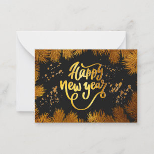 New Year Pine Gold Elegantes Corporate Party Mitteilungskarte