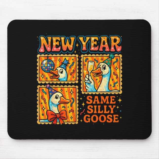 New Year Same Silly Goose Funny Retro Party Gift  Mousepad (Vorne)