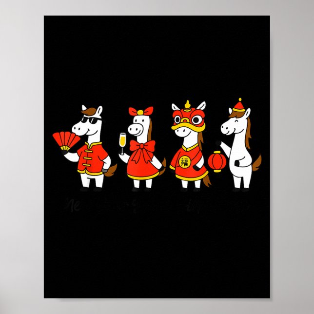 New Year Same Silly Horse Funny Chinese Lunar New  Poster (Vorne)
