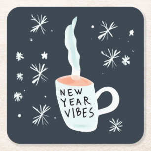 New Year Vibes Rauchen Tasse Rechteckiger Pappuntersetzer