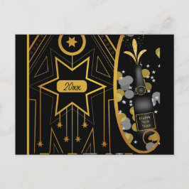 New Year Vintag Elegante Art Deco Postkarte