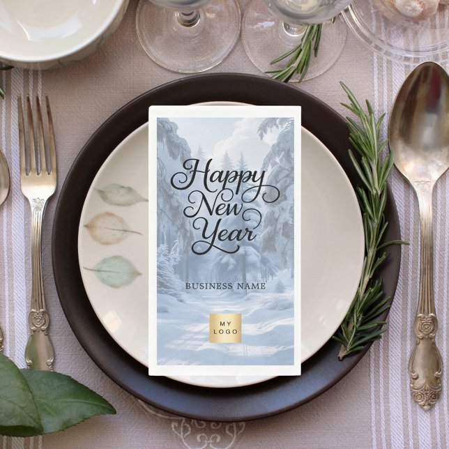 New Year winter wonderland business logo Serviette (Von Creator hochgeladen)