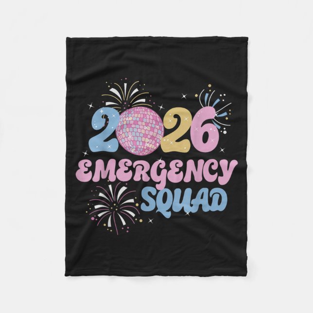 New Years 2026 Eve Emergency Squad Disco Ball Fire Fleecedecke (Vorderseite)