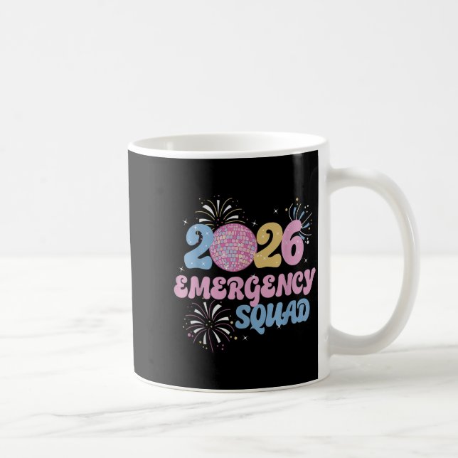 New Years 2026 Eve Emergency Squad Disco Ball Fire Kaffeetasse (Rechts)