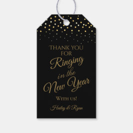 New Years Black and Gold Glitzer Hochzeit Vielen D Geschenkanhänger