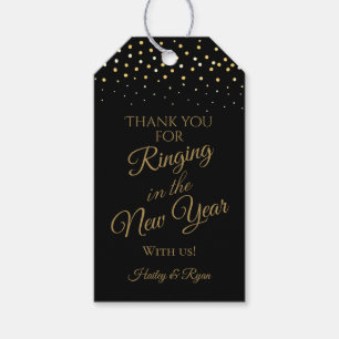 New Years Black and Gold Glitzer Hochzeit Vielen D Geschenkanhänger