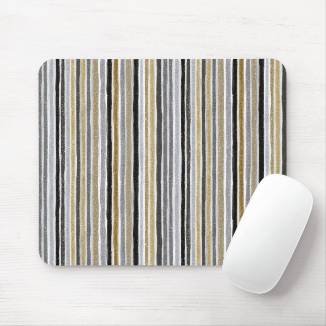 New Year's Blue Gold Black Stripes Mousepad (Mit Mouse)