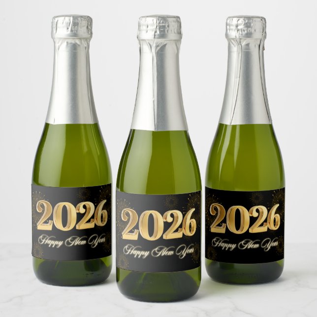 New Year's Eve 2026 Party Gold Glitter (Flaschen)