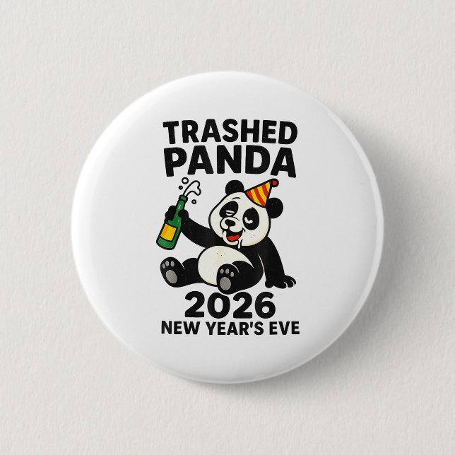 New Years Eve 2026 Trashed Panda Premium  Button (Vorderseite)