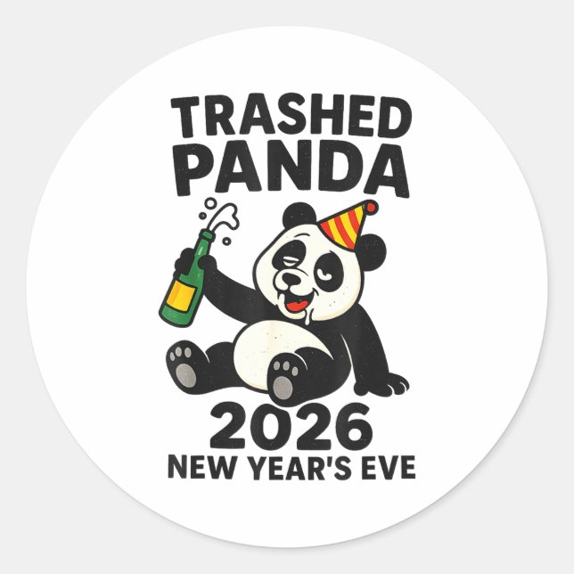 New Years Eve 2026 Trashed Panda Premium  Runder Aufkleber (Vorderseite)