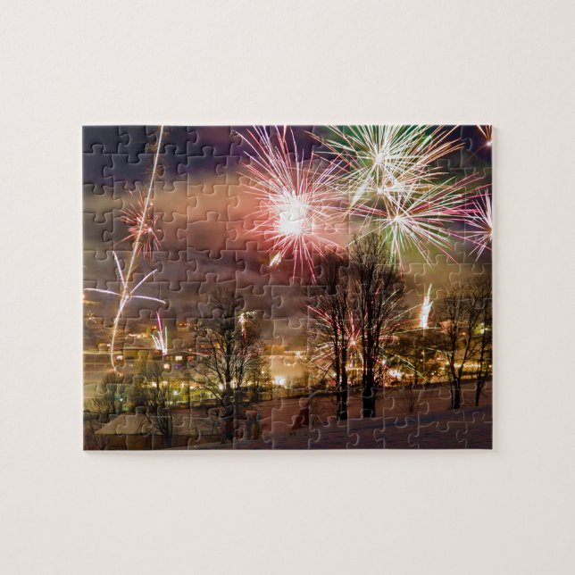 New Year's Eve Fireworks in Niederau Tyrol Austria (Horizontal)
