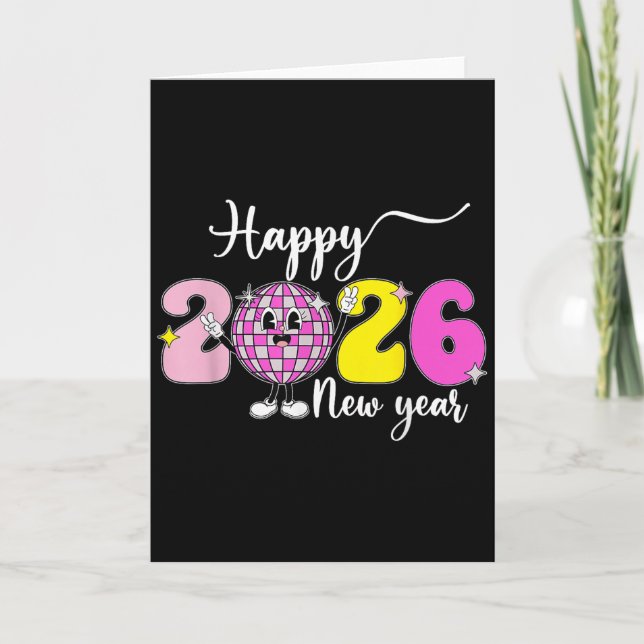 New Years Eve Hello 2026 Happy New Year 2026 Disco Karte (Vorderseite)