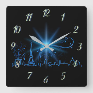 New Year's eve in Paris Quadratische Wanduhr