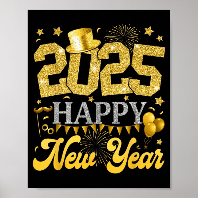 New Years Eve Party Supplies 2025 Happy New Year F Poster (Vorne)