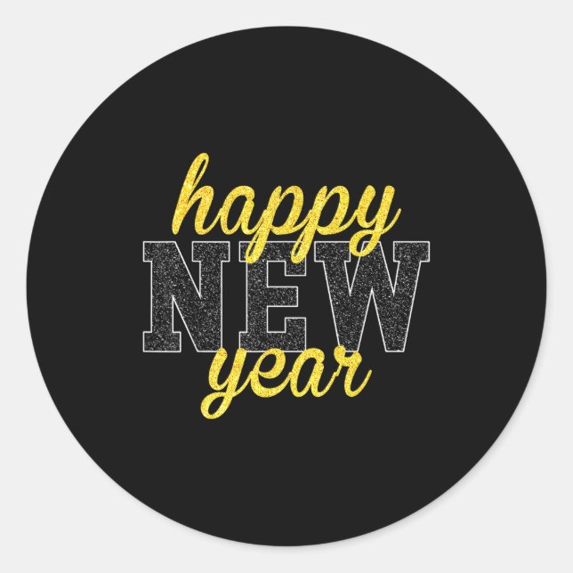 New Years Eve Party Supplies Nye Matching Happy Ne Runder Aufkleber (Vorderseite)