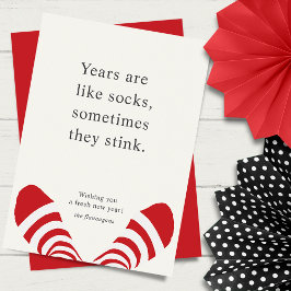 New Year's Funny Socks Red Feiertagskarte