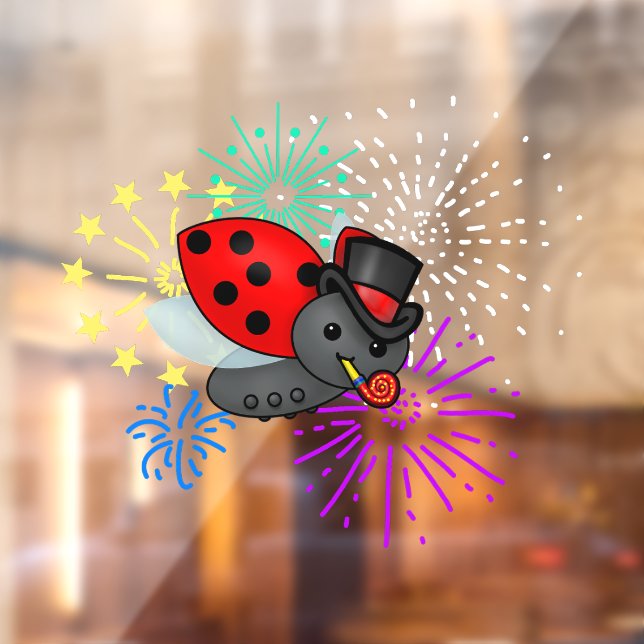 New Years Ladybug Fensteraufkleber (Blatt 2)