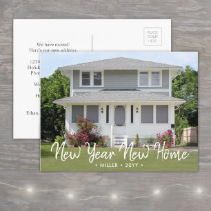 New Years New Zuhause Script Foto Holiday Moving Ankündigungspostkarte