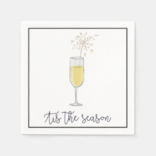 New Years Party Champagne Sparkler Black Border Serviette