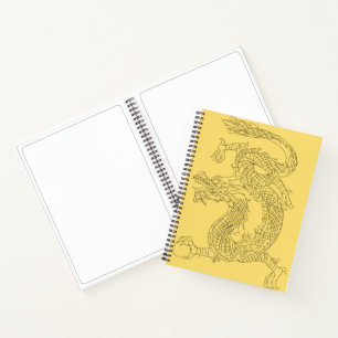 New Yellow Chinese Dragon Sketchbook Notizbuch