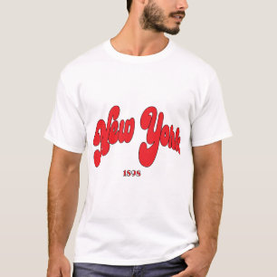 New-York 1898 rotes Bogen-Logo Schriftzug T-Shirt