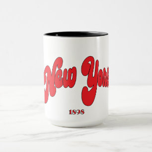 New-York 1898 rotes Bogen-Logo-Typografie Tasse