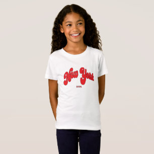 New-York 1898 Rotes Logo Typography Weiß T-Shirt