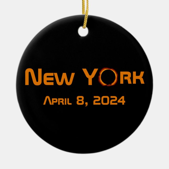 New York 2024 Total Solar Eclipse Keramik Ornament (Vorne)
