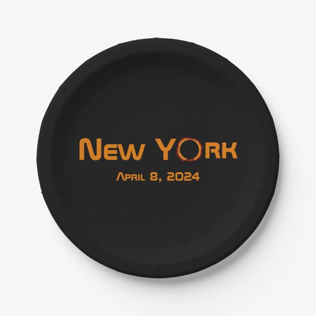 New York 2024 Total Solar Eclipse Pappteller (Vorderseite)