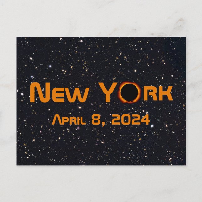 New York 2024 Total Solar Eclipse Postkarte (Vorderseite)