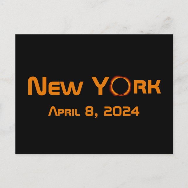 New York 2024 Total Solar Eclipse Postkarte (Vorderseite)