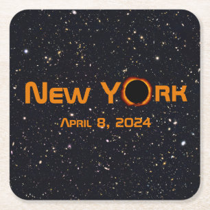 New York 2024 Total Solar Eclipse Rechteckiger Pappuntersetzer