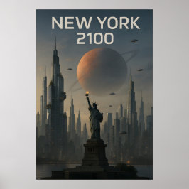 New York 2100: Futuristic Skyline Poster