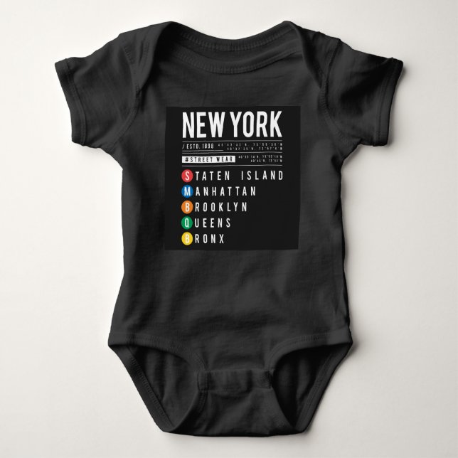 New York 5 Boroughs Baby Strampler (Vorderseite)