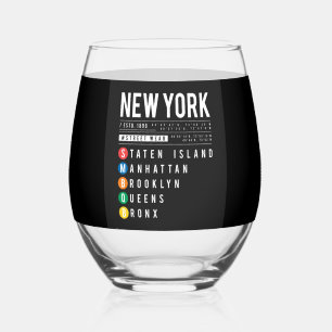 New York 5 Stadtbezirke Weinglas Ohne Stiel