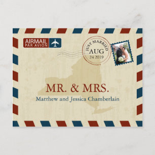 New York Airmail   Hochzeit Danke Postkarte