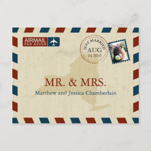 New York Airmail   Hochzeit Danke Postkarte