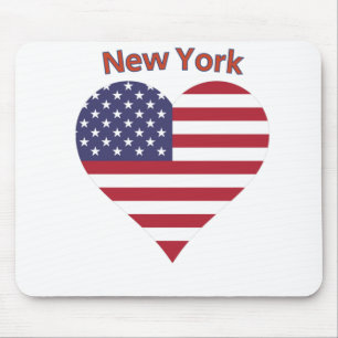 New York American Flag Heart Mousepad